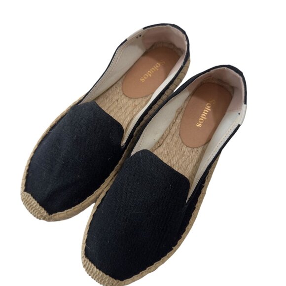 Soludos Womens Black Espadrille Flats Size 7 Canvas & Jute Slip-On Shoes - Picture 6 of 16